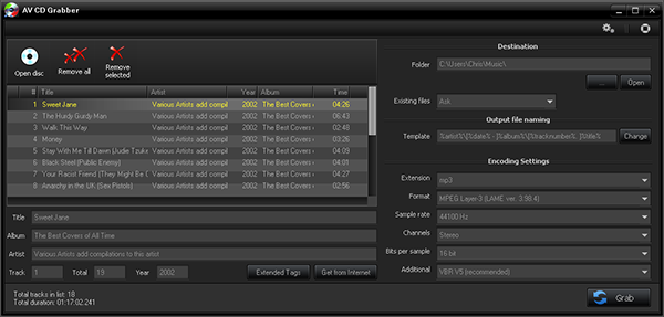 AV CD Grabber - Main panel Screenshot