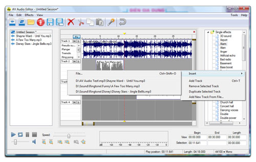 AV Audio Editor - Cファイルの挿入